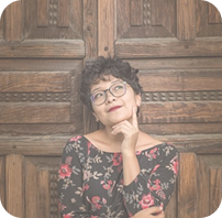 Portrait of a woman looking thoughtful.